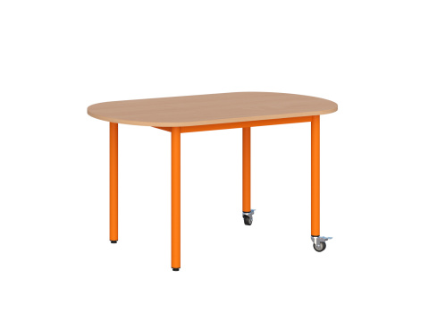 Stolik mobilny szkolno-przedszkolny, blat owalny 1200x700 (Nr 1, 2, 3)