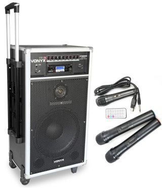 Kolumna mobilna z odtwarzaczem CD i mikrofonami Vonyx