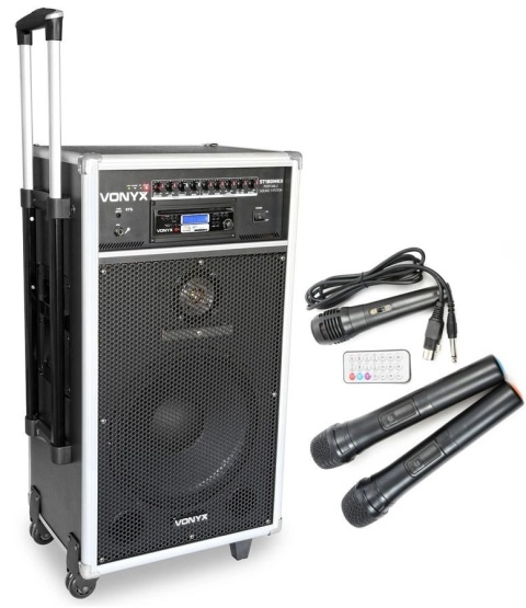 Kolumna mobilna z odtwarzaczem CD i mikrofonami Vonyx