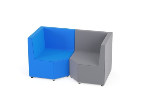 Zestaw puf Tobo 20 szary/niebieski, tkanina Meditap, siedzisko wys. 26cm