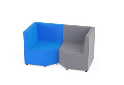 Zestaw puf Tobo 20 szary/niebieski, tkanina Meditap, siedzisko wys. 21cm