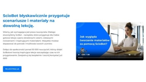 „Nauczyciel tworzący lekcję w systemie Sciobot AI”